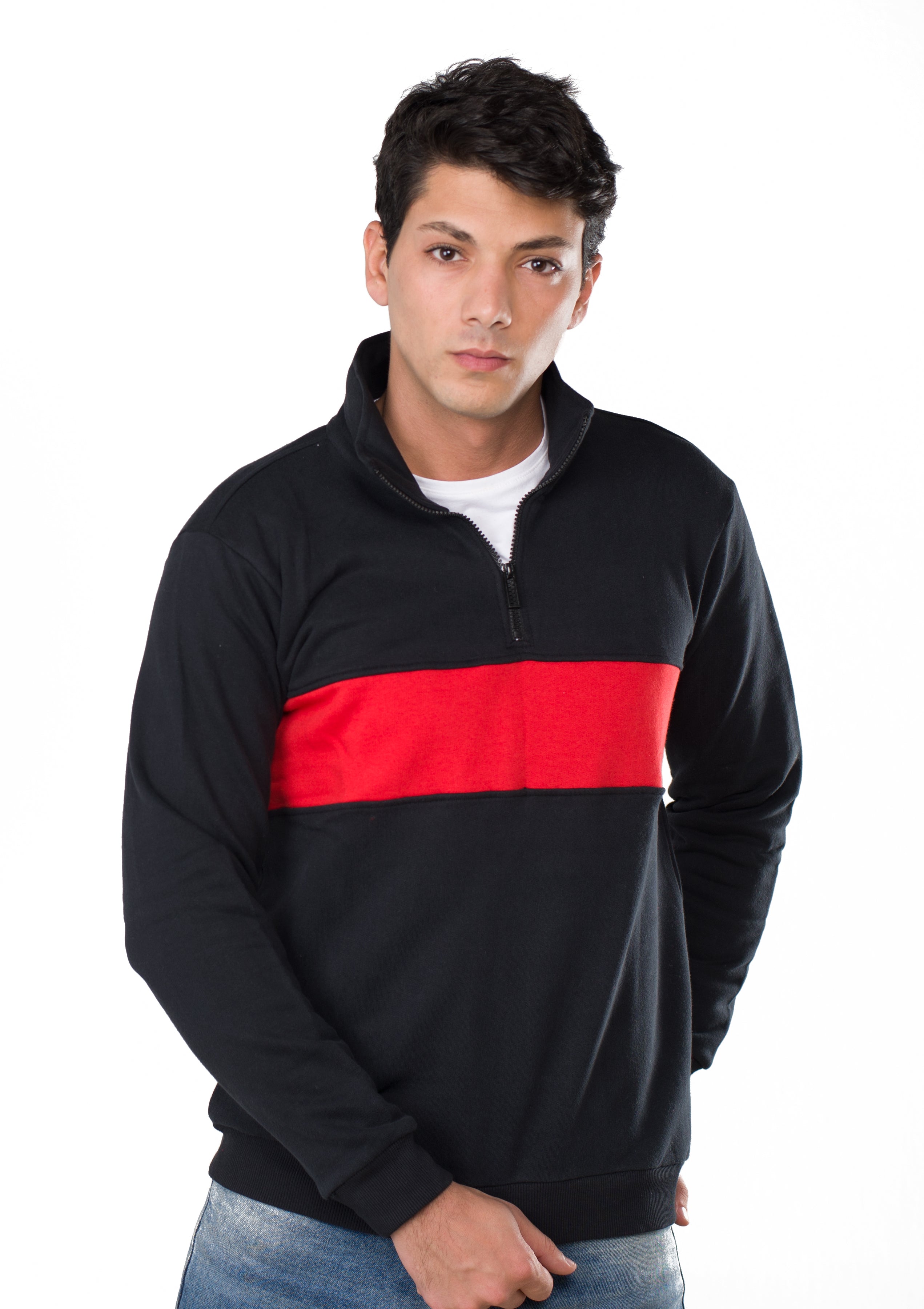 Zipper Neck Sweatshirt Black